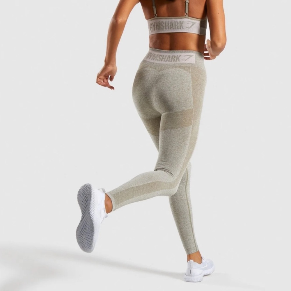 Gymshark Flex Seamless High Waisted Leggings - Washed Khaki Marl/Blush Nude